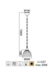 ACA Závesné svietidlo MANOLIA max. 60W/E27/230V/IP20, priemer 20cm