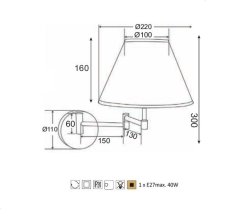 ACA Nástenné svietidlo SUWON max. 40W/230V/E27/IP20