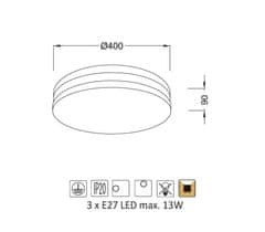 ACA Prisadené svietidlo GOZO max. 3xLED 13W/E27/230V/IP20