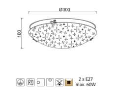 ACA Prisadené svietidlo SCILLA max. 2x60W/230V/E27/IP20