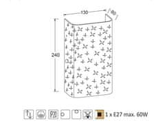 ACA Prisadené svietidlo SCILLA max. 60W/230V/E27/IP20