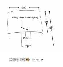 ACA Nástenné svietidlo BOTTICELLI max. 60W/230V/E27/IP20