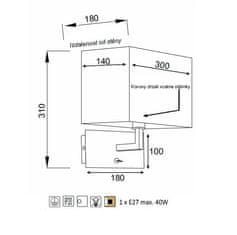 ACA Nástenné svietidlo TITCHIANO max. 40W/230V/E27/IP20