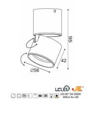 ACA LED prisadené svietidlo PLUTO 5W/230V/3000K/400Lm/80°/IP20, Flicker free