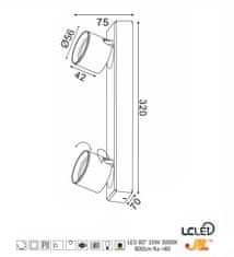 ACA LED prisadené svietidlo PLUTO 2x5W/230V/3000K/2x400Lm/2x80°/IP20, Flicker free