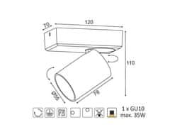 ACA Prisadené svietidlo ELITIS max. 35W/GU10/230V/IP20