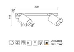 ACA Prisadené svietidlo ELITIS max. 2x35W/GU10/230V/IP20