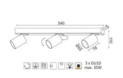 ACA Prisadené svietidlo ELITIS max. 3x35W/GU10/230V/IP20