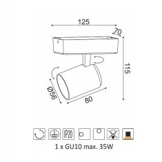 ACA Prisadené svietidlo DISCO max. 35W/GU10/230V/IP20