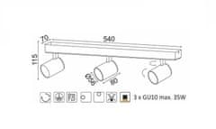 ACA Prisadené svietidlo DISCO max. 3x35W/GU10/230V/IP20