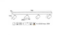 ACA Prisadené svietidlo DISCO max. 4x35W/GU10/230V/IP20