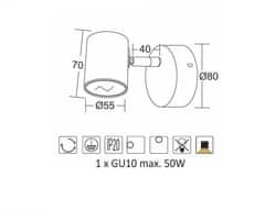 ACA Prisadené svietidlo ORFEAS max. 50W/GU10/230V/IP20