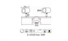 ACA Prisadené svietidlo ORFEAS max. 2x50W/GU10/230V/IP20