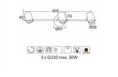 ACA Prisadené svietidlo ORFEAS max. 3x50W/GU10/230V/IP20