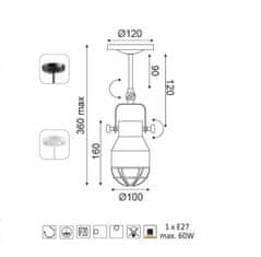 ACA Prisadené svietidlo DAKOTA max. 60W/E27/230V/IP20