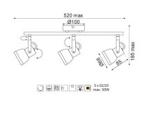 ACA Prisadené svietidlo INKA max. 3x50W/GU10/230V/IP20