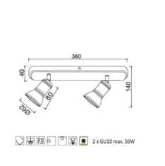 ACA Prisadené svietidlo BRULEE max. 2x50W/GU10/230V/IP20