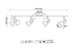 ACA Prisadené svietidlo INKA max. 4x50W/GU10/230V/IP20