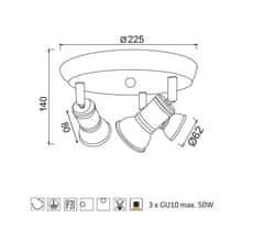 ACA Prisadené svietidlo BRULEE max. 3x50W/GU10/230V/IP20