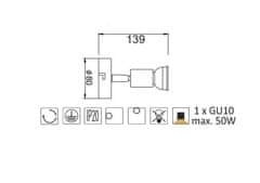 ACA Prisadené svietidlo TRINITY max. 50W/GU10/230V/IP20