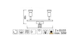 ACA Prisadené svietidlo TRINITY max. 2x50W/GU10/230V/IP20
