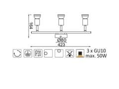 ACA Prisadené svietidlo TRINITY max. 3x50W/GU10/230V/IP20