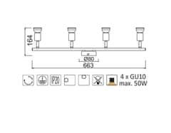 ACA Prisadené svietidlo TRINITY max. 4x50W/GU10/230V/IP20