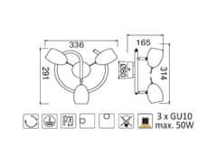 ACA Prisadené svietidlo LEGOLAS max. 3x50W/GU10/230V/IP20