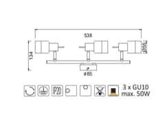 ACA Prisadené svietidlo PLATINUM max. 3x50W/GU10/230V/IP20