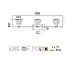 ACA Prisadené svietidlo OSTRAVA max. 3x28W/G9/230V/IP20