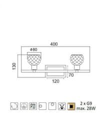 ACA Prisadené svietidlo OSTRAVA max. 2x28W/G9/230V/IP20