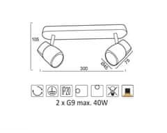 ACA Prisadené svietidlo NAPLES max. 2x40W/G9/230V/IP20