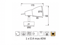 ACA Prisadené svietidlo KAMET max. 40W/E14/230V/IP20