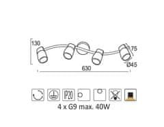 ACA Prisadené svietidlo NAPLES max. 4x40W/G9/230V/IP20