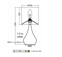 ACA Stolová lampa BELLATRIS max. 40W/E14/230V/IP20, Touch Dimmable