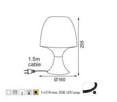 ACA Stolová lampa NIOKI max. 25W/E14/230V/IP20