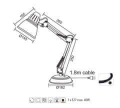 ACA Retro stolná lampa UFFICIO max. 40W/E27/230V/IP20