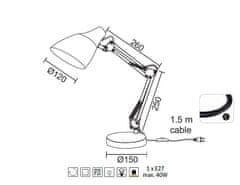 ACA Retro stolná lampa KINGSTON max. 40W/E27/230V/IP20, žltá