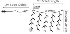 ACA Lightning LED vianočné záves, 2x2m, teplá biela, IP44, 360 LED