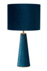 LUCIDE Stolová lampa Velvet Turquoise Blue, priemer 25cm