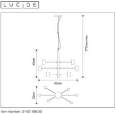 LUCIDE Stropné svietidlo Vintage Antenna Black, 6xE27