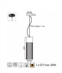 ACA Závesné svietidlo LOREN max. 60W/E27/230V/IP20