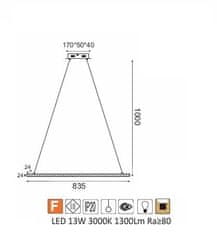 ACA LED závesné svietidlo CANELA 13W/230V/3000K/1300Lm/IP20, Flicker free