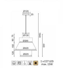 ACA Závesné svietidlo JAPAN max. 15W/E27/230V/IP20