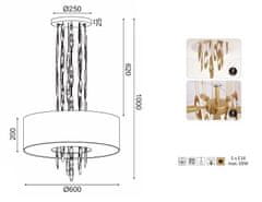 ACA Závesné svietidlo CASCADA max. 5x60W/E14/230V/IP20