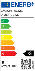 Diolamp SMD LED žiarovka matná A60 8W/230V/E27/RGB+3000K/650Lm/180°/Dim/diaľkový ovládač