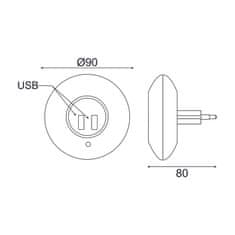 ACA Lightning Nočné svetlo do zásuvky 1W/4000K/IP20/2xUSB