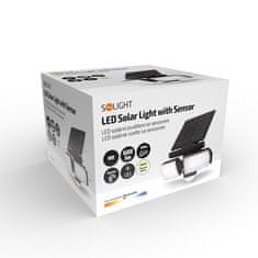 Solight LED solárne osvetlenie so senzorom 8W/600Lm/Li-Ion 3,7V-2000mAh/IP44, čierne