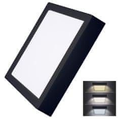 Solight LED mini panel CCT, prisadený, 24W, 1800lm, 3000K, 4000K, 6000K, štvorcový čierny