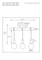 LUCIDE Stropné svietidlo POLA Blue 3xE27